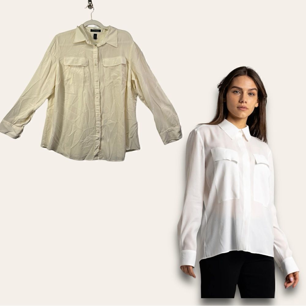 Ralph Lauren cream 100% silk button down green label